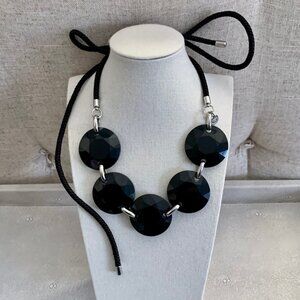 Dyrberg/Kern Emmeline faceted gem shaped resin and cord necklace